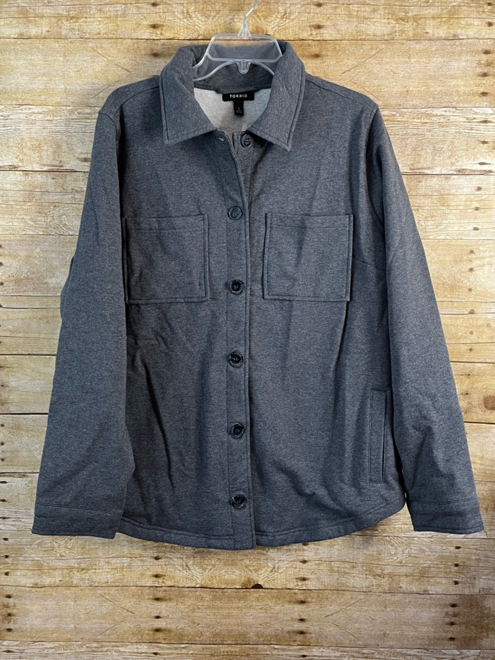 Torrid Women’s Charcoal Grey Fleece Shacket NWT Size 1X 14-16 Chest Side Pockets